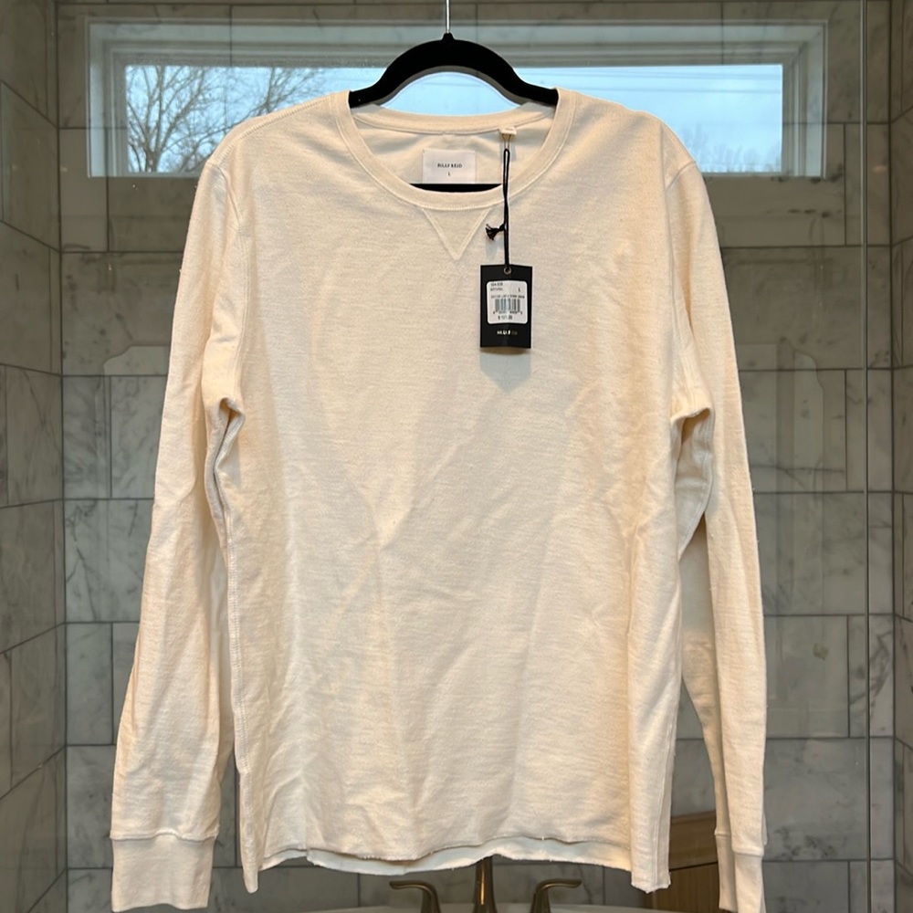 Billy Reid men’s cotton linen terry crew. Size L NWT